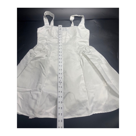 Lulus Bubbly Love White Satin Corset Mini Dress Square Neck Skater Fit and Flare - Picture 6 of 9
